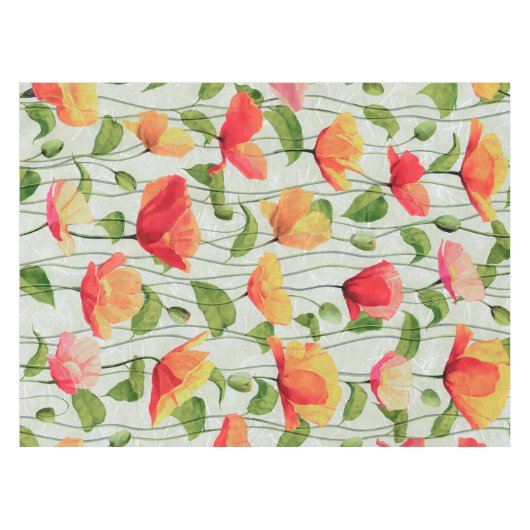 Elegant Waterverf Rood Roze en Gele Bloemen | Tafelkleed (Voorkant (Horizontaal))