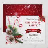 Elegant waterverf roodgroene kerstuitnodiging kaart (Voorkant / Achterkant)