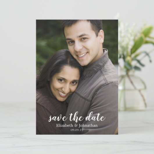 Elegant Waterverf Roodrozenhuwelijk Opslaan Datum Kaart (Staand voorkant)