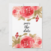 Elegant Waterverf Roodrozenhuwelijk Opslaan Datum Kaart