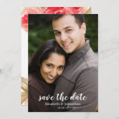Elegant Waterverf Roodrozenhuwelijk Opslaan Datum Kaart (Voorkant / Achterkant)