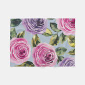 Elegant Waterverf Roos Bloemendesign Fleece Deken (Voorkant (Horizontaal))