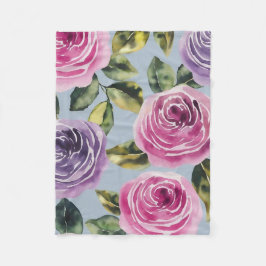 Elegant Waterverf Roos Bloemendesign Fleece Deken