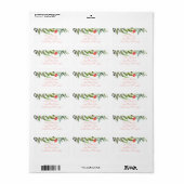 Elegant Waterverf Roos en vulgrens Etiket (Full Sheet)