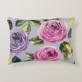 Elegant Waterverf Roos Floral Design Accent Kussen