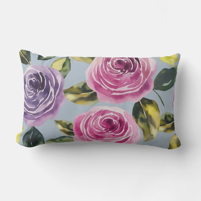 Elegant Waterverf Roos Floral Design Kussen (Voorkant)