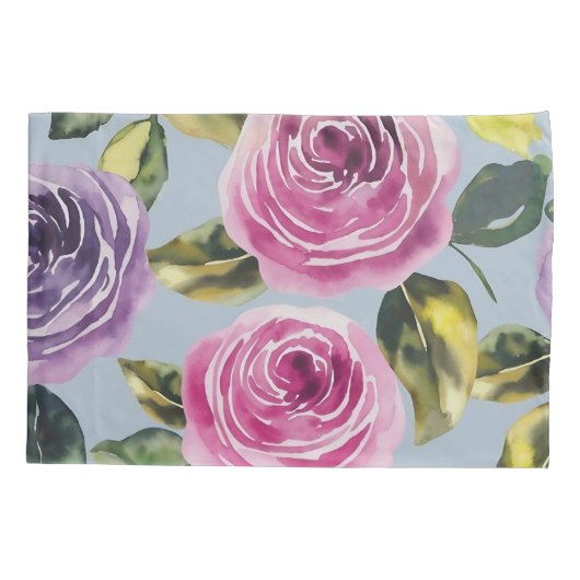 Elegant Waterverf Roos Floral Design Kussensloop (Achterkant)