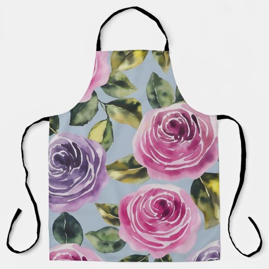Elegant Waterverf Roos Floral Design Schort (Voorkant)