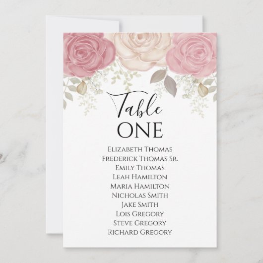 Elegant Waterverf Roos Florence Table Number (Voorkant)