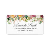 Elegant Waterverf Roos Flower Return Adres Etiket (Voorkant)