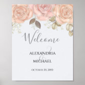 Elegant Waterverf Roos Gold Greenery Foliage Poster (Voorkant)