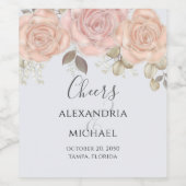 Elegant Waterverf Roos Gold Greenery Foliage Wijn Etiket (Enkel label)