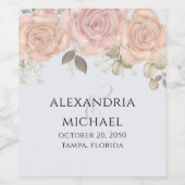 Elegant Waterverf Roos Gold Greenery Foliage Wijn Etiket (Enkel label)