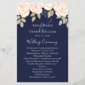 Elegant Waterverf Roos Navy Blue Wedding Program (Voorkant)