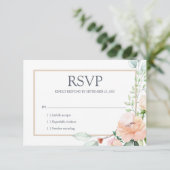 Elegant Waterverf Roos Roze Floral RSVP Kaartje (Staand voorkant)
