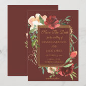 Elegant Waterverf Rose Bouquet Gold Lijst Kaart (Voorkant / Achterkant)