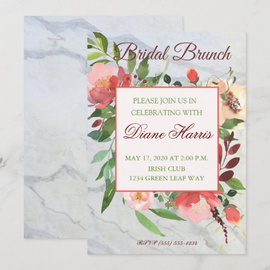 Elegant Waterverf Rose Bouquet Lijst Kaart (Voorkant / Achterkant)