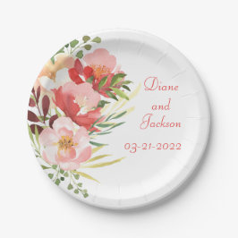 Elegant Waterverf Rose Bouquet Papieren Bordje