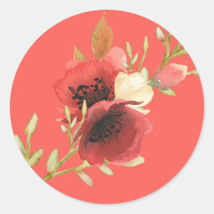 Elegant Waterverf Rose Bouquet Ronde Sticker