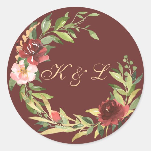 Elegant Waterverf Rose Bouquet Ronde Sticker (Voorkant)