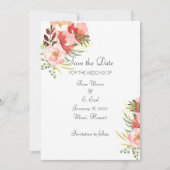 Elegant Waterverf Rose Bouquet Save the Date Kaart (Voorkant)