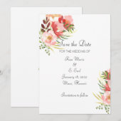 Elegant Waterverf Rose Bouquet Save the Date Kaart (Voorkant / Achterkant)