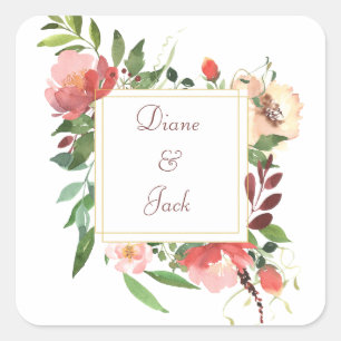 Elegant Waterverf Rose Bouquet Sticker