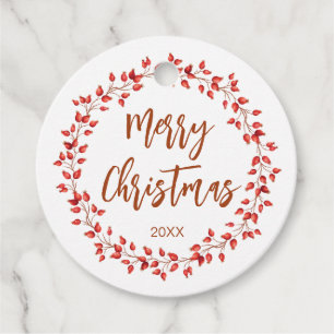Elegant Waterverf Rosehips vrolijk kerstfeest. Ron Bedankjes Labels