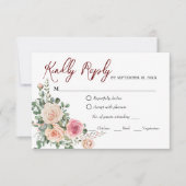 Elegant Waterverf Roses Wedding RSVP Kaart (Voorkant)