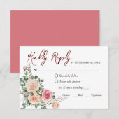 Elegant Waterverf Roses Wedding RSVP Kaart (Voorkant / Achterkant)