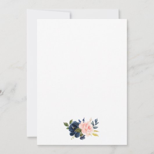 Elegant Waterverf Roze Blauwe Rozen Gold Lijst Save The Date (Achterkant)