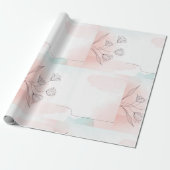 Elegant Waterverf Roze Bloemen Inpakpapier (Uitgerold)