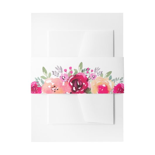 Elegant Waterverf roze bloemen Uitnodigingen Wikkel (Voorkant Voorbeeld)