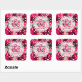 Elegant Waterverf roze bloemen Vierkante Sticker (Vel)