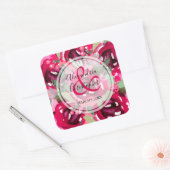 Elegant Waterverf roze bloemen Vierkante Sticker (Envelop)