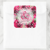 Elegant Waterverf roze bloemen Vierkante Sticker (Tas)
