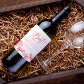 Elegant Waterverf roze bloemen Wijn Etiket