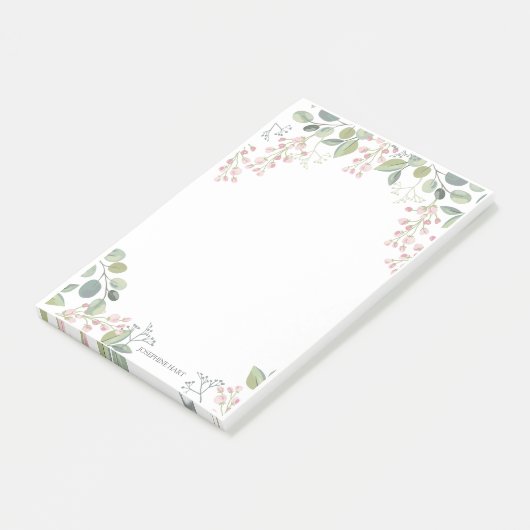 Elegant Waterverf Roze bloesem & naam Post-it® Notes (Schuin)