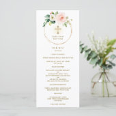 Elegant Waterverf Roze Blush Floral Baptisme Menu (Staand voorkant)