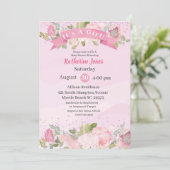 Elegant Waterverf Roze Blush Florence Baby shower Kaart (Staand voorkant)
