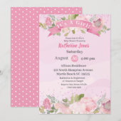 Elegant Waterverf Roze Blush Florence Baby shower Kaart (Voorkant / Achterkant)