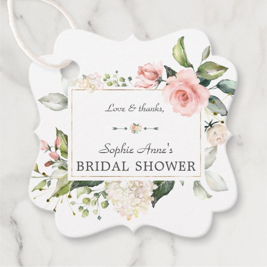 Elegant Waterverf Roze Blush Florence Vrijgezellen Bedankjes Labels (Voorkant)