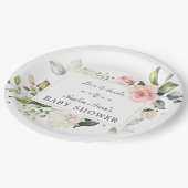 Elegant Waterverf Roze Blush Flowers Baby shower Papieren Bordje (Gekanteld)