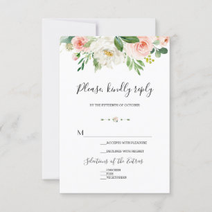 Elegant Waterverf Roze Blush Flowers Weddenschap RSVP Kaartje