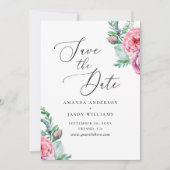 Elegant waterverf roze boho floral garden bruiloft save the date (Voorkant)