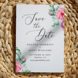 Elegant waterverf roze boho floral garden bruiloft save the date