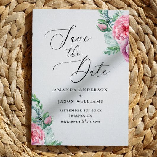 Elegant waterverf roze boho floral garden bruiloft save the date