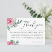 Elegant waterverf roze boho floral script bruiloft bedankkaart (Staand voorkant)