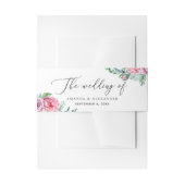Elegant waterverf roze boho floral script bruiloft uitnodigingen wikkel (Voorkant Voorbeeld)