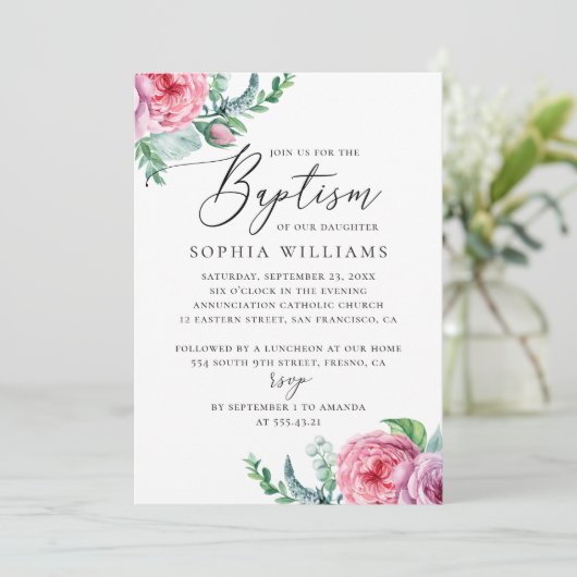 Elegant waterverf roze boho tuinschildpad kaart (Staand voorkant)